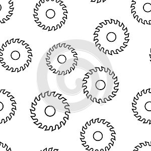 Saw blade icon in flat style. Circular machine vector illustration on white isolated background. Rotary disc seamless pattern