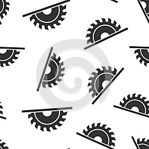 Saw blade icon in flat style. Circular machine vector illustration on white isolated background. Rotary disc seamless pattern