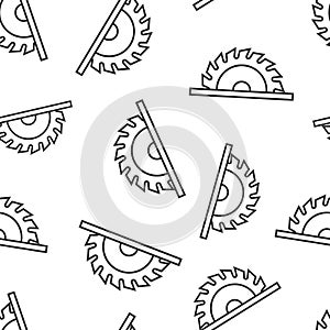 Saw blade icon in flat style. Circular machine vector illustration on white isolated background. Rotary disc seamless pattern