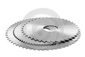 Saw blades for woodwork on a white background
