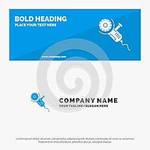 Saw, Circular Saw, Power, Tool, Blade SOlid Icon Website Banner and Business Logo Template