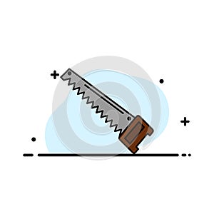 Saw, Hand, Bade, Construction, Tools  Business Flat Line Filled Icon Vector Banner Template