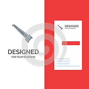 Saw, Hand, Bade, Construction, Tools Grey Logo Design and Business Card Template