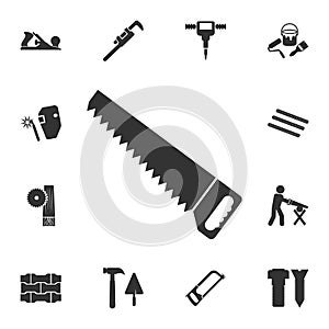 saw icon. Detailed set of construction materials icons. Premium quality graphic design. One of the collection icons for websites,