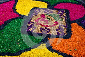 Sawdust alfombra for Semana Santa, Antigua, Guatemala photo