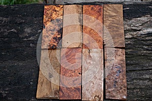 Sawed timber burl wood