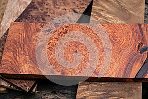 Sawed timber burl wood