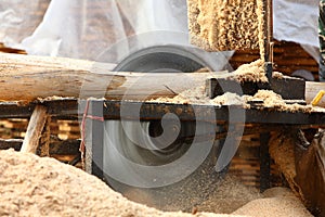 Sawing wood