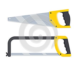 Saws for wood, and metal icon. Vector illustration isolated