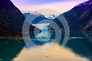 Sawyer Glacier Alaska Tracy Arm Fjord Sunset