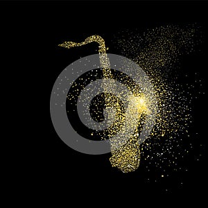 Sax gold glitter art concept symbol illustration