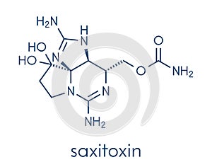 Saxitoxin STX paralytic shellï¬sh toxin PST, chemical structure Skeletal formula.