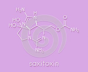 Saxitoxin STX paralytic shellï¬sh toxin PST, chemical structure Skeletal formula.