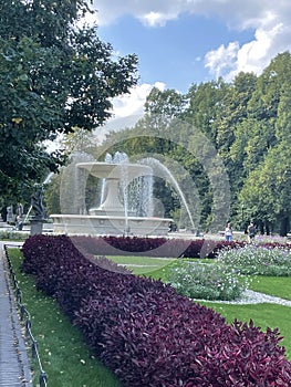 Saxon Gardens. A huge fountain. Warsaw. Poland photo