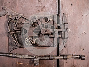 Saxon old door lock in Sanpetru, Transylvania