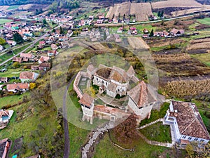 Saxon walled church in Transylvania, Romania. Alma Vii village.