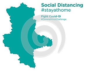 Saxony-Anhalt map with Social Distancing stayathome tag