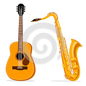 Saxophone and acoustic guitar.