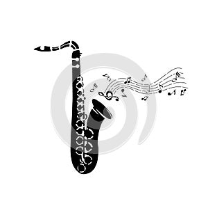 Saxophone. Black on a white background. Vector illustration