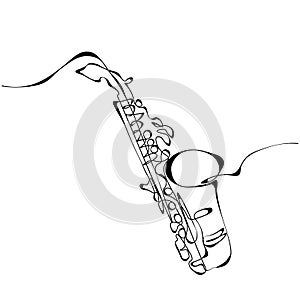 Saxophone continuous line vector illustration