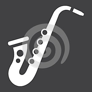 Saxophone glyph icon, music and instrument