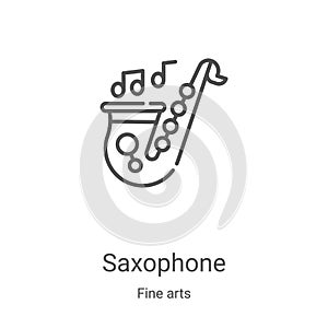 saxophone icon vector from fine arts collection. Thin line saxophone outline icon vector illustration. Linear symbol for use on