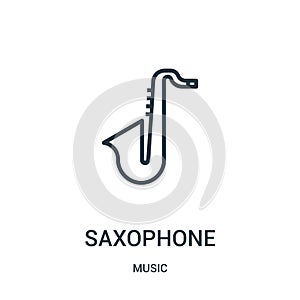 saxophone icon vector from music collection. Thin line saxophone outline icon vector illustration