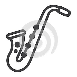 Saxophone line icon, music and instrument