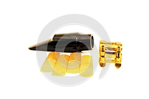 Saxophone Mouthpiece With Reeds. photo