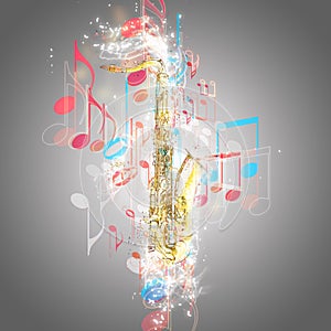 Saxophone and music notes