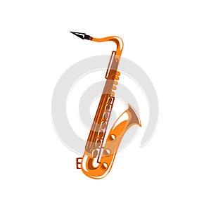 Saxophone, music wind instrument vector Illustration on a white background