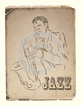 The saxophone player. hand drawn.