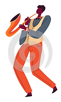 Saxophone player, jazz or blues music performance vector
