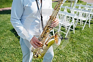 Saxophone player jazz music instrument Saxophonist