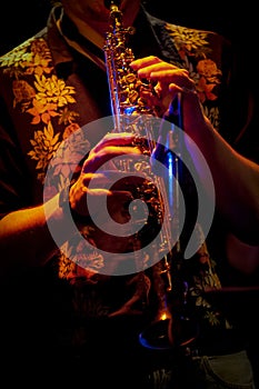 Saxophone player in live perfomance