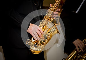 Saxophone player palys his solo