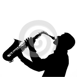 Saxophone Player Silhouette Portrait
