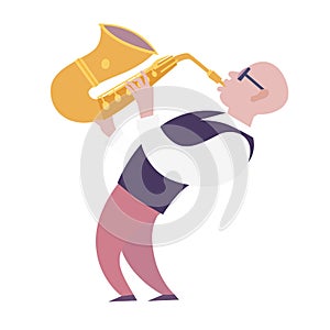 Saxophone player vector colorful illustration