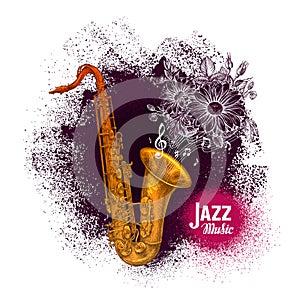 Saxophone, sax. Jazz music vector illustration
