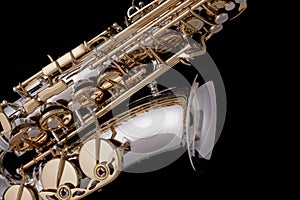 Saxophone Silver Gold Isolated Black