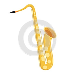 Saxophone on white isolated background. Vector illustration. Design element, sign, icon. For a wide range of