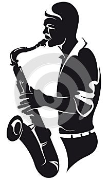 Saxophonist, silhouette photo