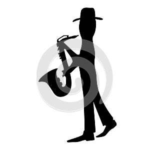 Saxophonist silhouette. Saxophonist.  Jazz theme.