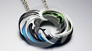 Saxwave Pendant: Blue Green And Black Polyresin Necklace