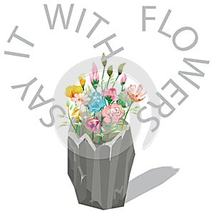 Say It with Flowers Flower Vase Illustration