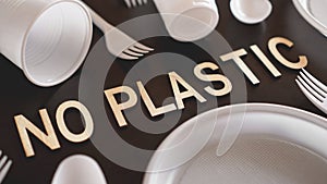 Say No Plastic Cutlery, Plastic Pollution and Environmental Protection Concept
