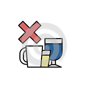 Say No to Alcohol and Caffeine. Alcohol, Caffeine free. Flat vector illustration. Isolated on white background.