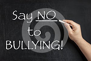 Say no to bullying teacher blackboard chalkboard