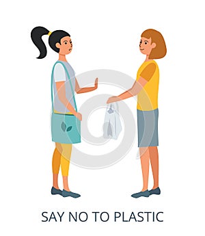 Say No to Plastic concept, flat design vector illustration