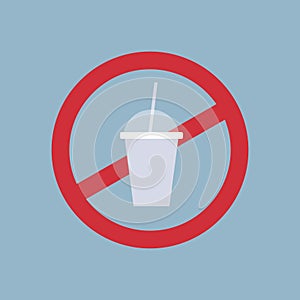 Say no to plastic cup poster pollution recycling ecology problem save the earth concept ban cups straws prohibition sign